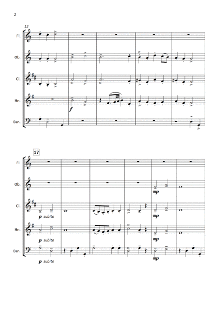 Matrosenlied ('Sailor's Song') Woodwind Quintet scores gallery preview page 2