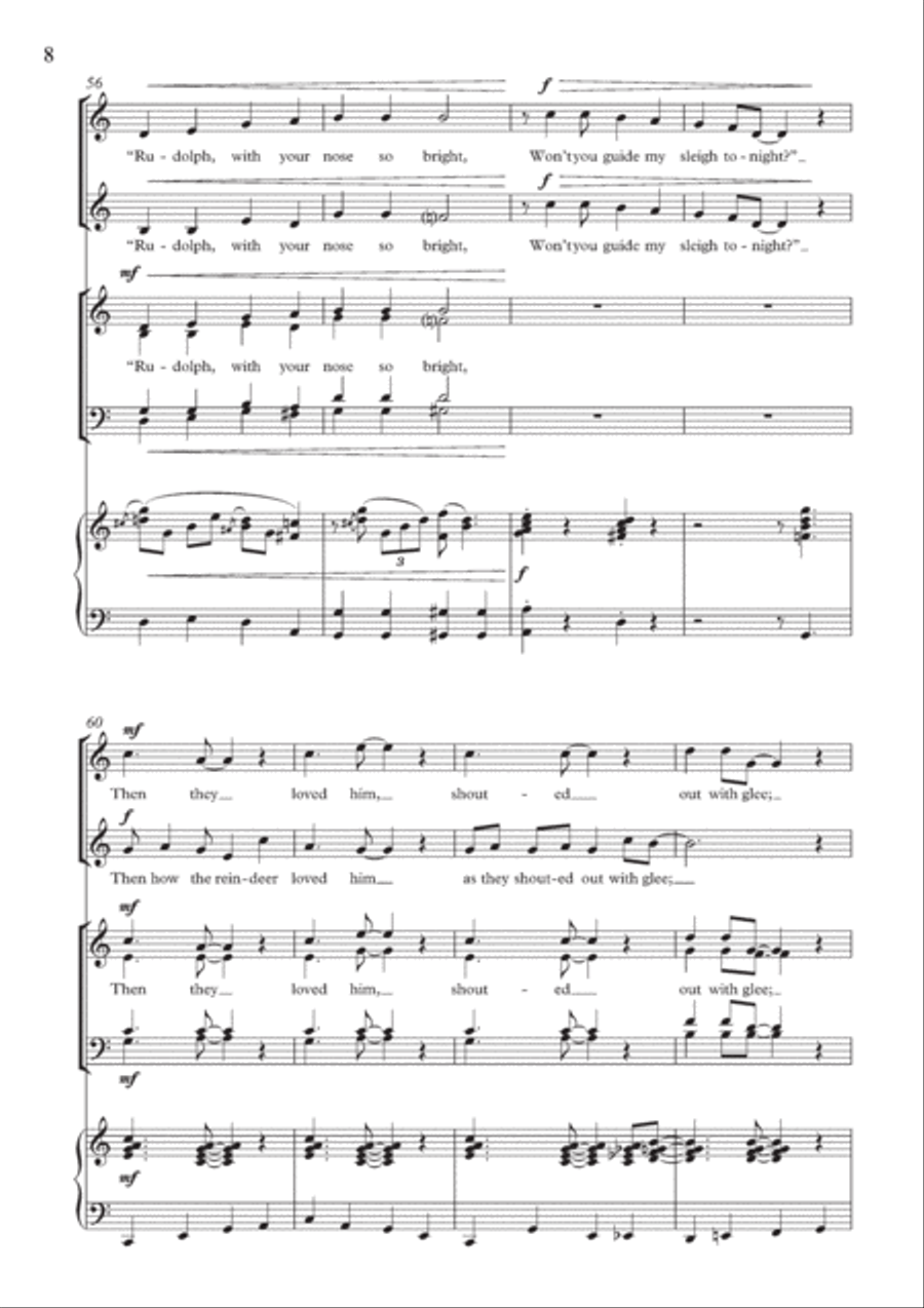 Rudolph The Red-Nosed Reindeer (arr. Richard Allain) 4-Part scores gallery preview page 8