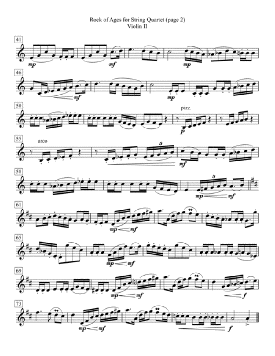 Rock of Ages for String Quartet String Quartet scores gallery preview page 4