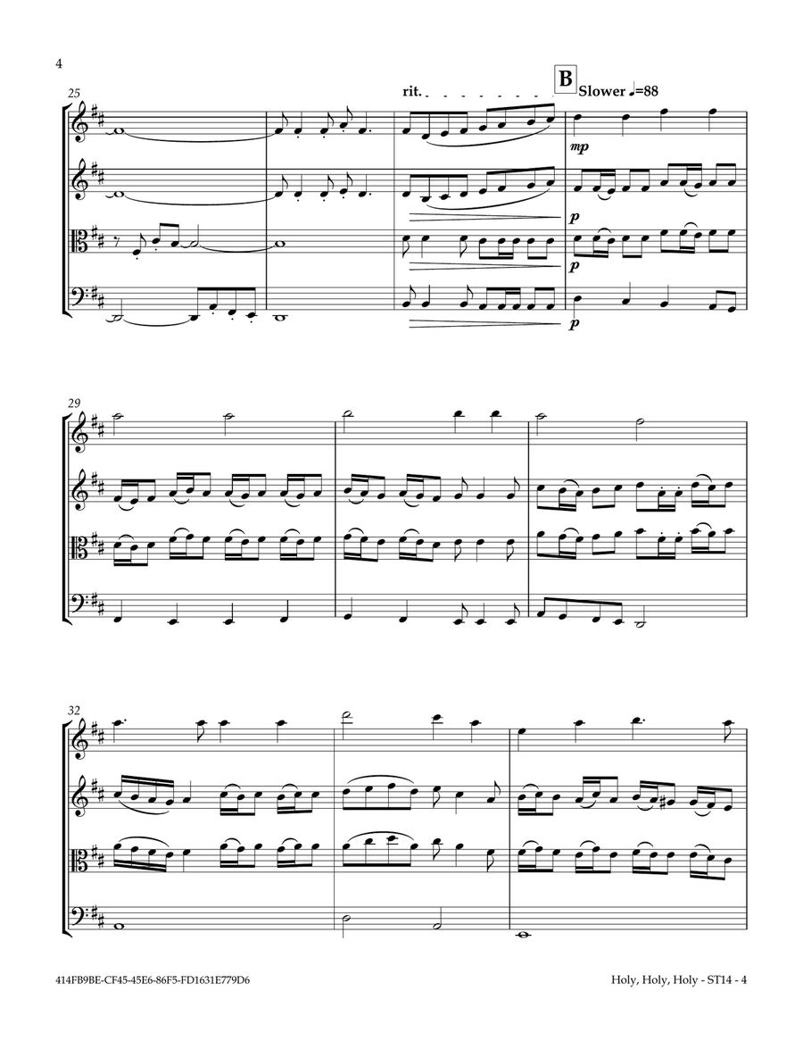 Holy, Holy, Holy String Quartet scores gallery preview page 6