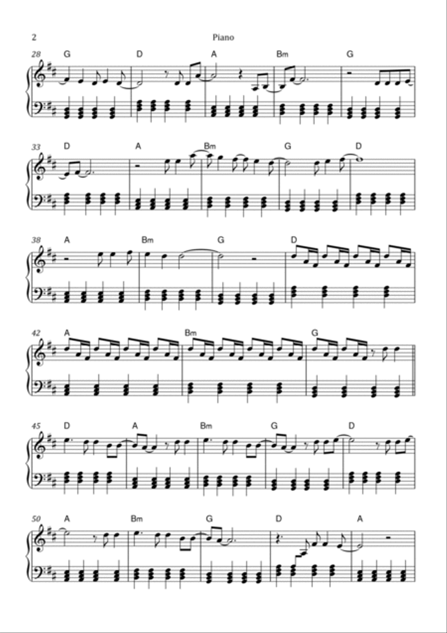 With Or Without You Piano Solo scores gallery preview page 2