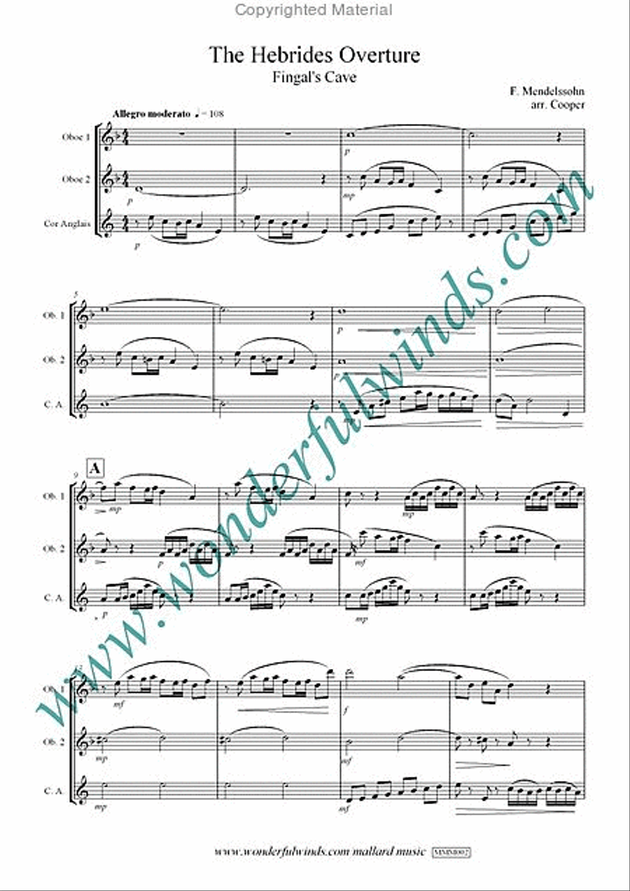 The Hebrides Overture Woodwind Trio scores gallery preview page 2