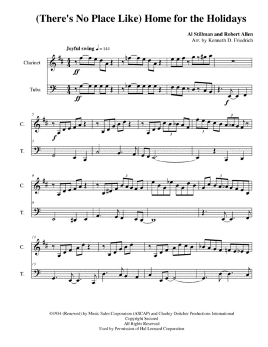 (There's No Place Like) Home For The Holidays Clarinet scores gallery preview page 1