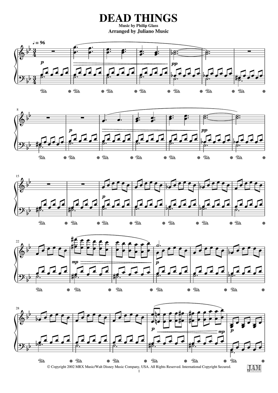 Dead Things Easy Piano scores gallery preview page 3