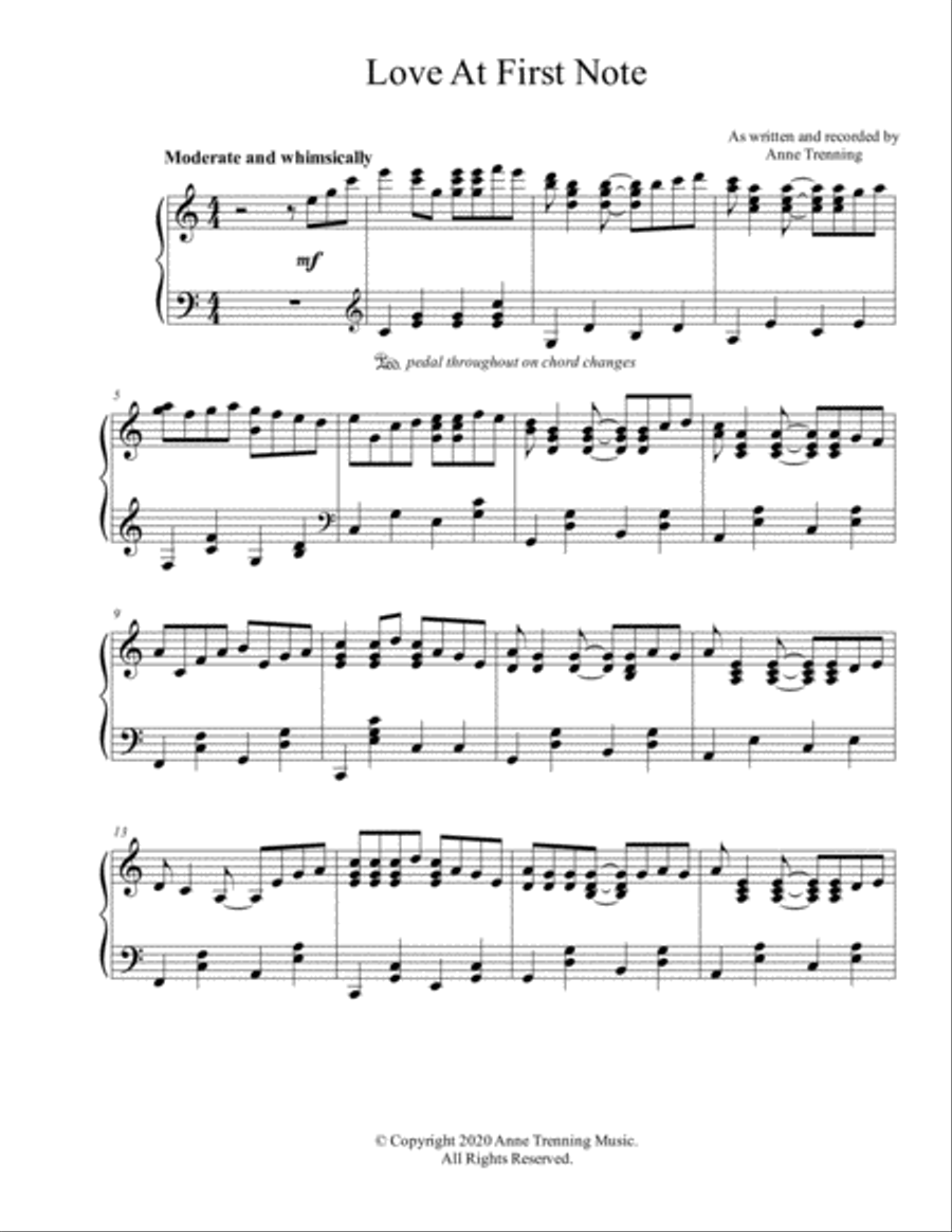 Love At First Note (sheet music for piano) Love At First Note (sheet music for piano) Piano Solo scores gallery preview page 1