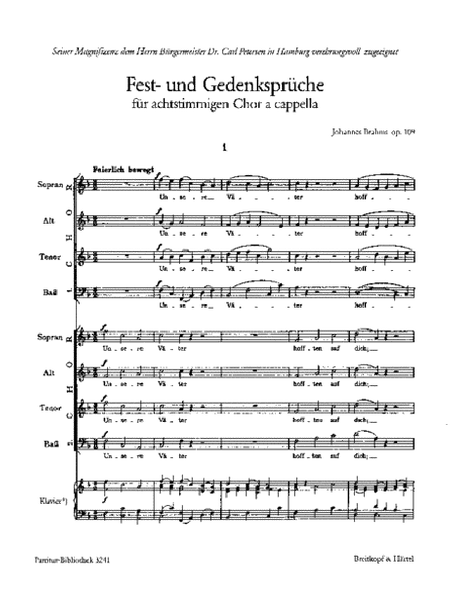 Fest- und Gedenksprueche Op. 109