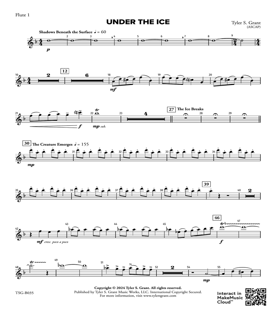 Under the Ice: 1st Flute Flute scores gallery preview page 1