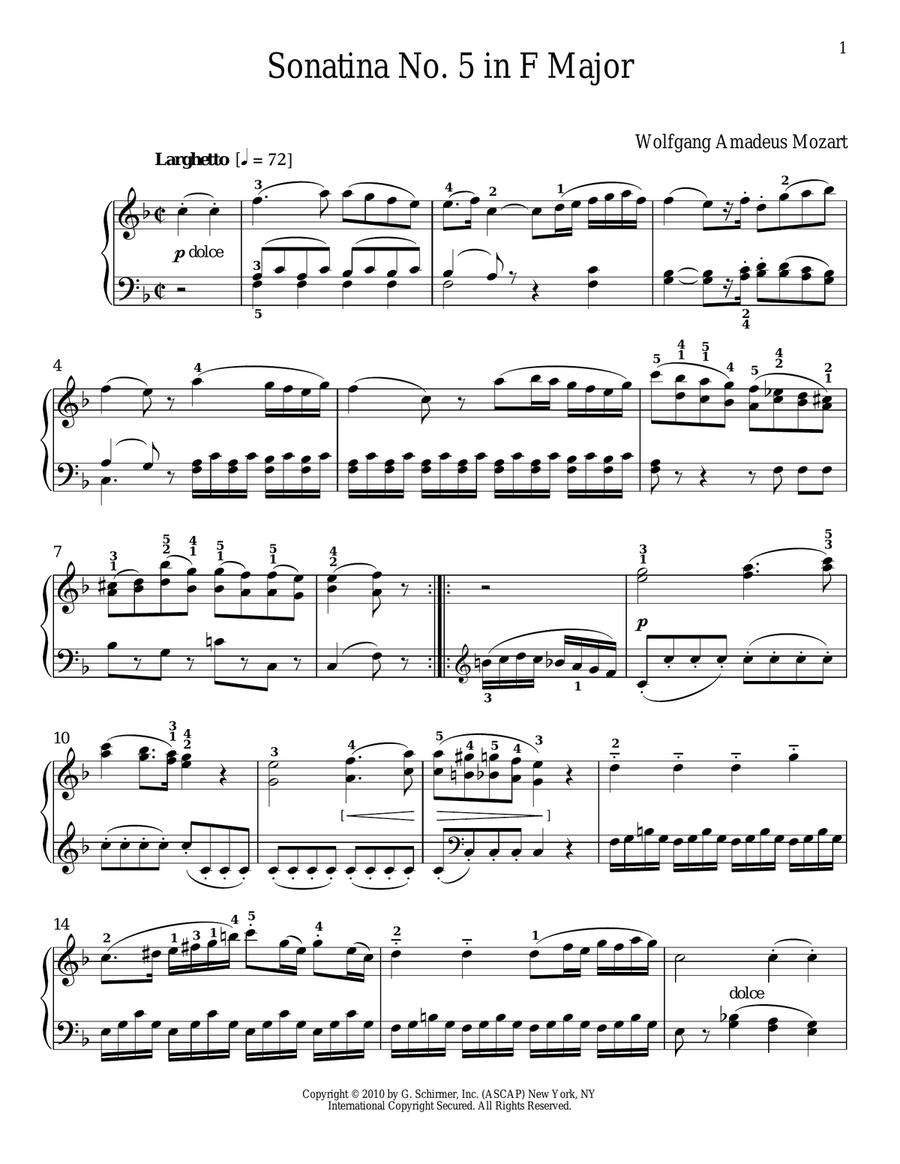 Sonatina No. 5 In F Major