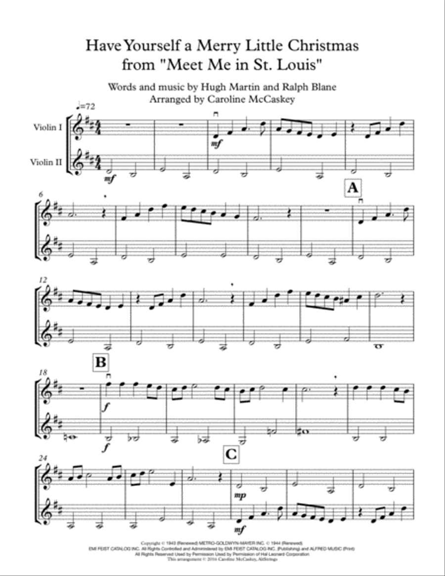 Have Yourself A Merry Little Christmas from MEET ME IN ST. LOUIS Have Yourself A Merry Little Christmas from MEET ME IN ST. LOUIS String Duet scores gallery preview page 2