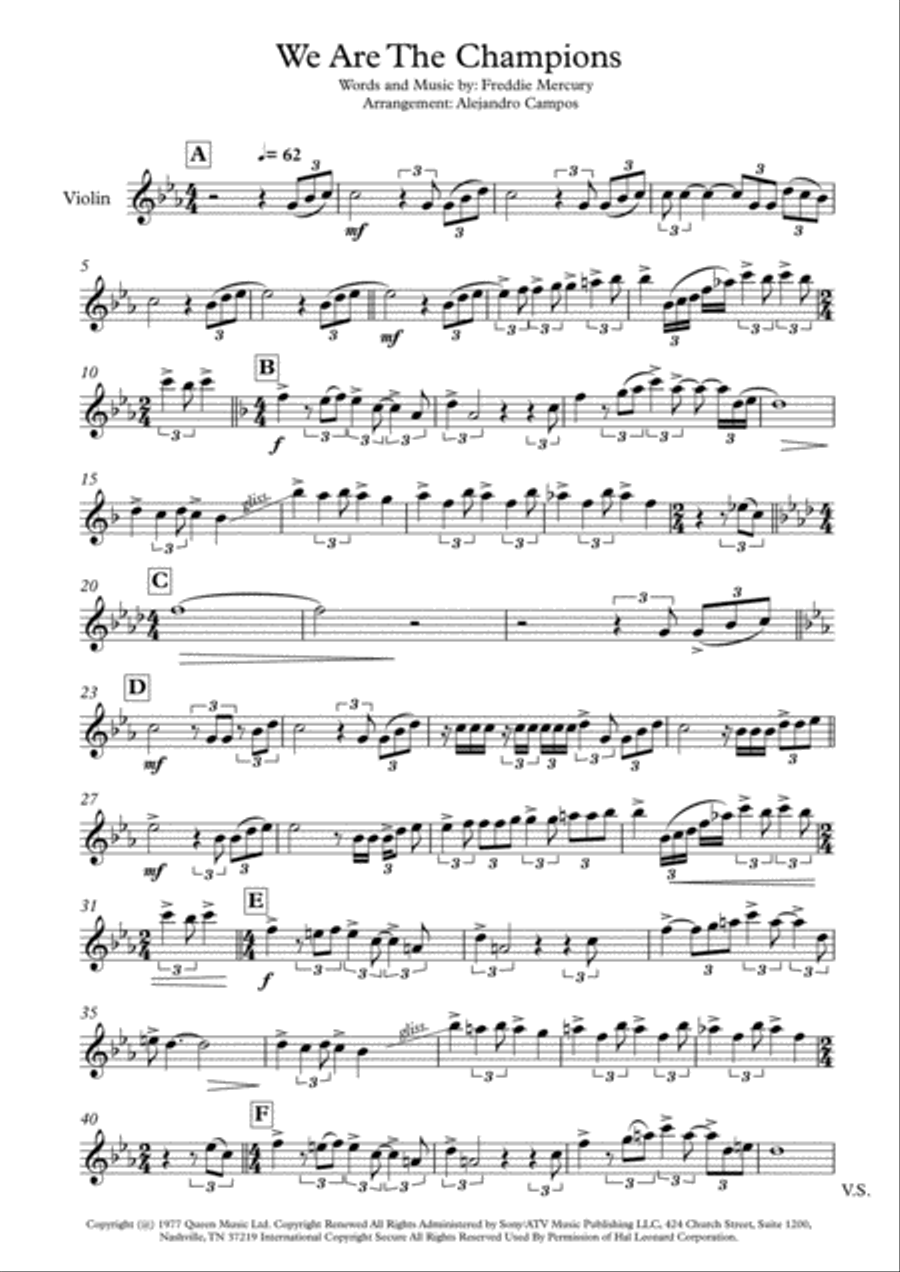 We Are The Champions We Are The Champions Small Ensemble scores gallery preview page 1