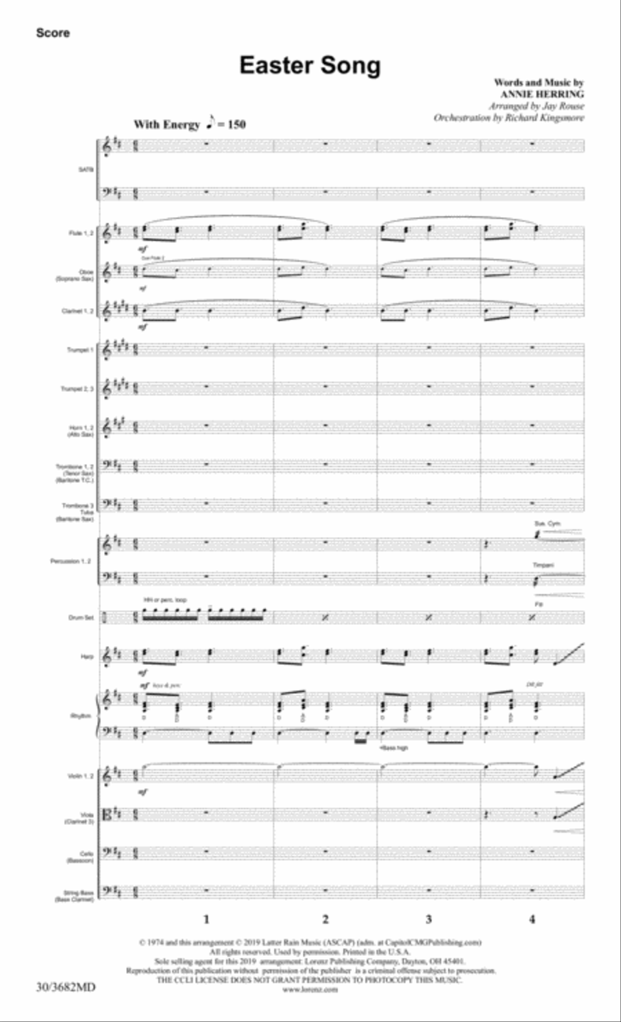 Easter Song - Orchestral Score and Parts Choir scores gallery preview page 3