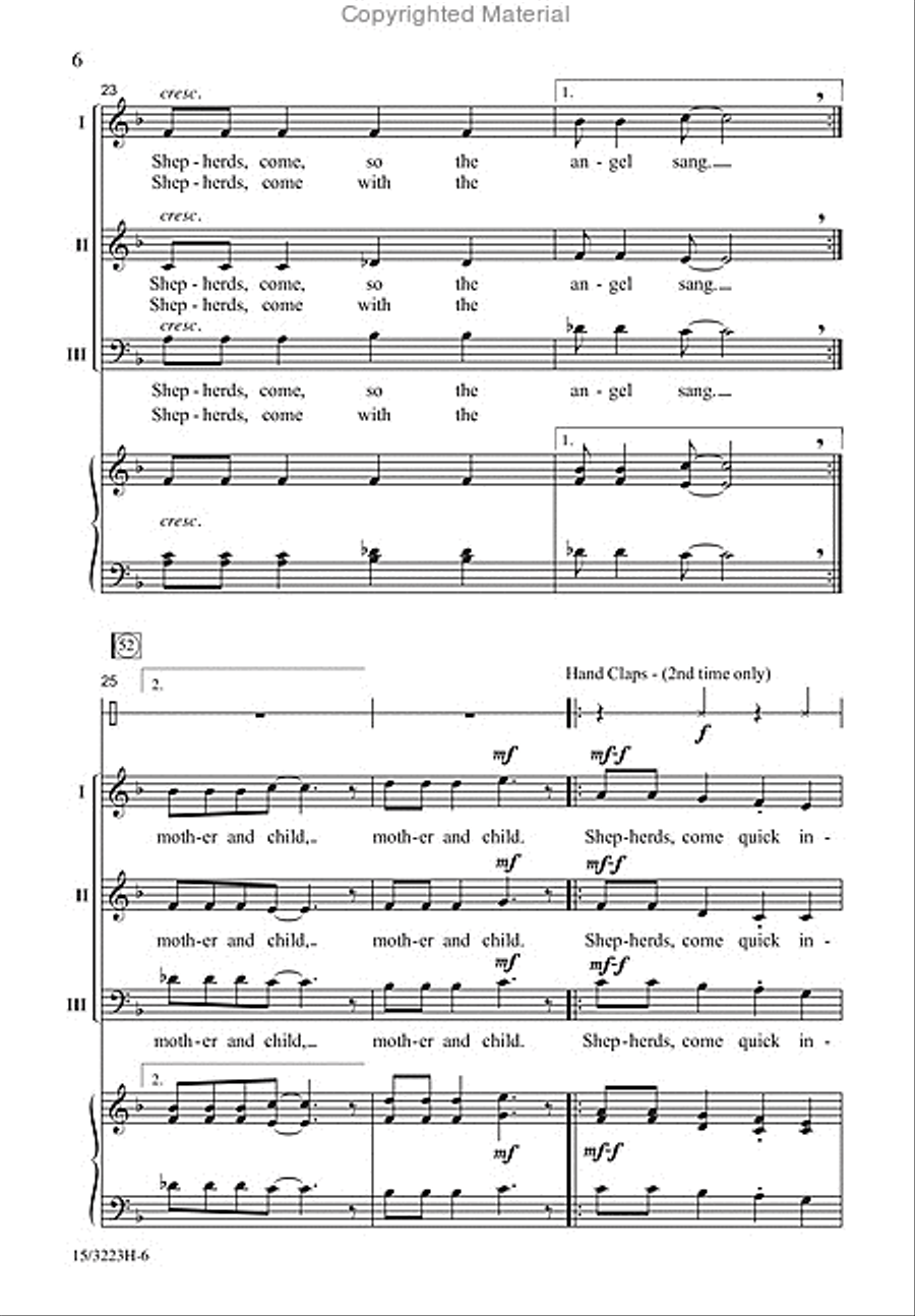 Shepherds, Come Quick! 3-Part scores gallery preview page 6
