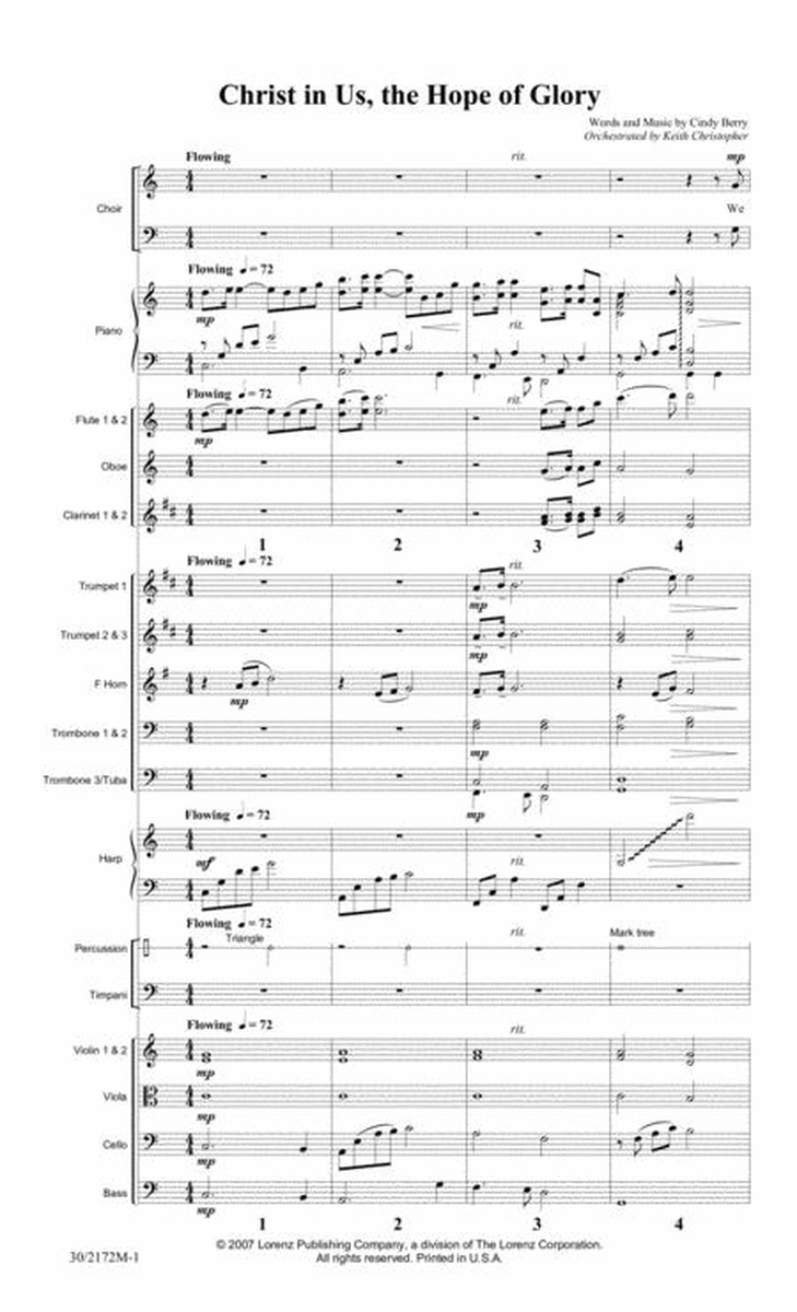 Christ in Us, the Hope of Glory - Orchestral Score/Parts