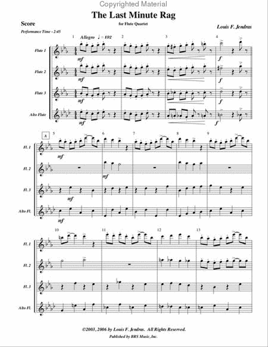 Last Minute Rag Flute Quartet scores gallery preview page 3
