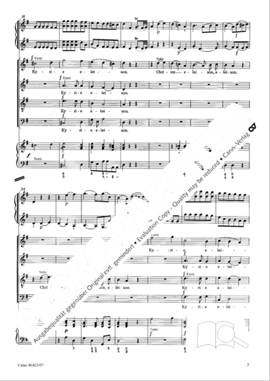 Missa brevis in G major 4-Part scores gallery preview page 8