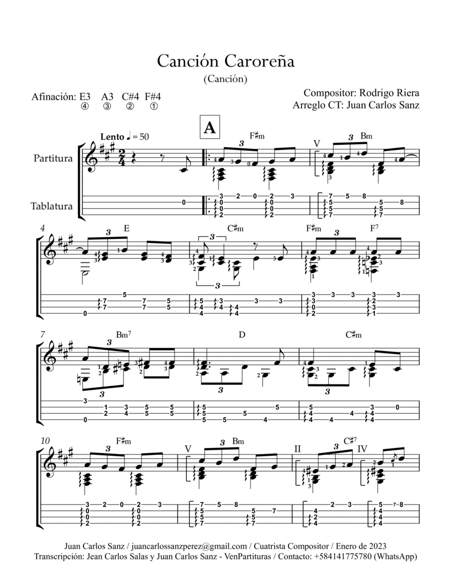 Canción Caroreña Ukulele scores gallery preview page 1