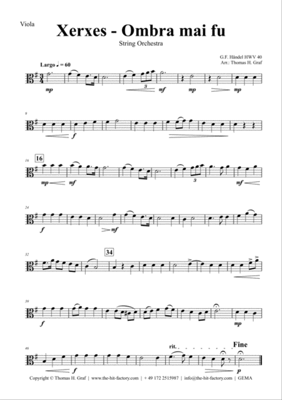 Xerxes Largo - Ombra mai fu - String Orchestra String Orchestra scores gallery preview page 5