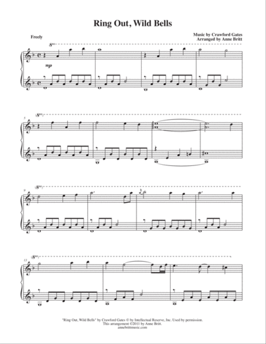 Ring Out, Wild Bells Piano Solo scores gallery preview page 1