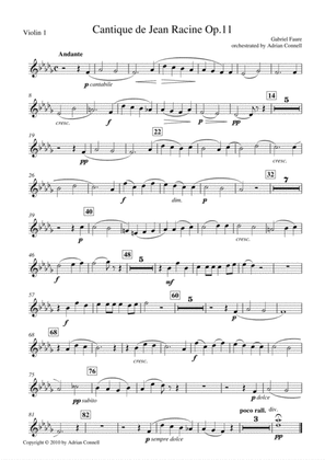Faure - Cantique de Jean Racine orchestrated Adrian Connell - Violin 1