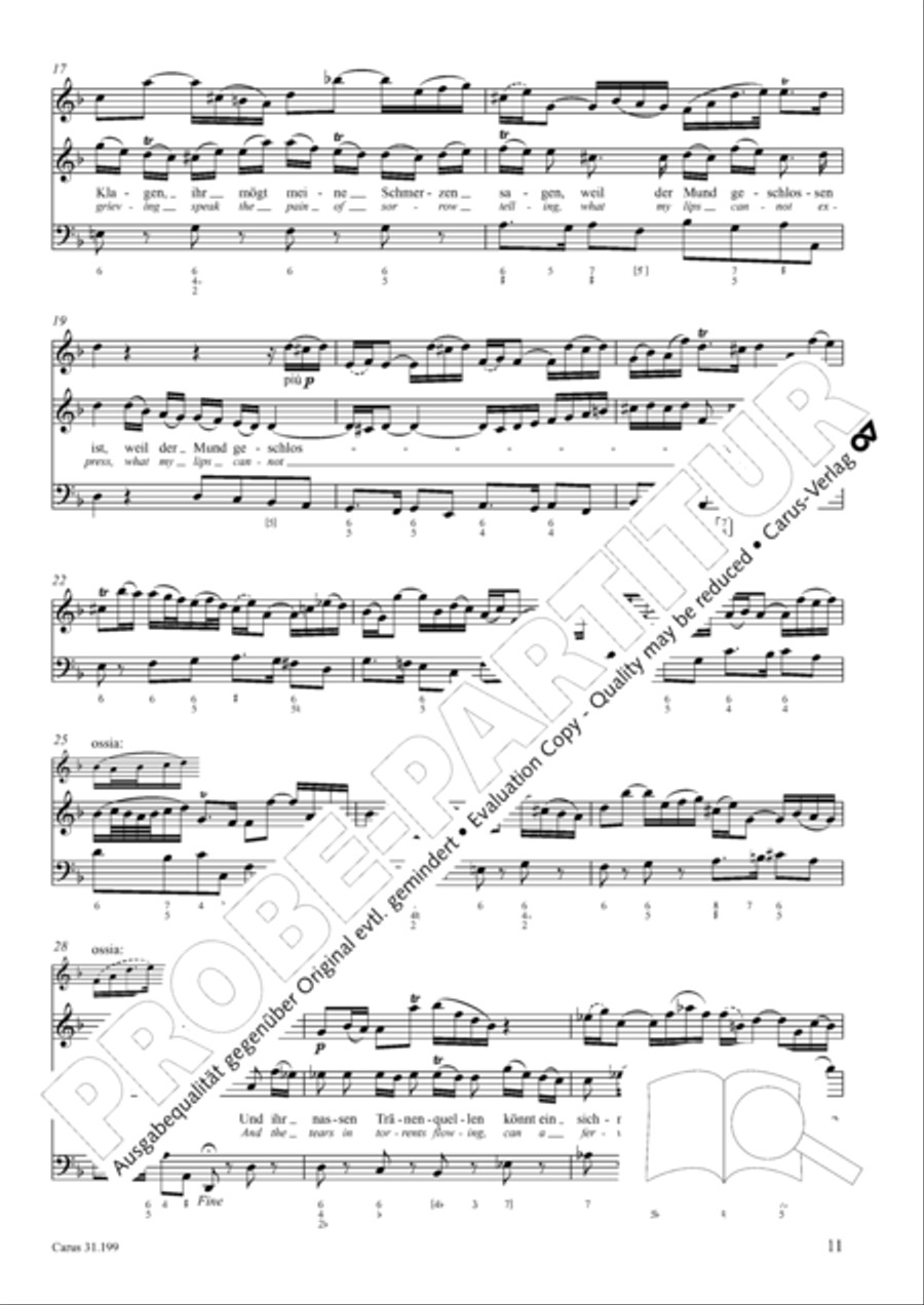 My heart is bathed in blood (Mein Herze schwimmt im Blut) Piccolo scores gallery preview page 12