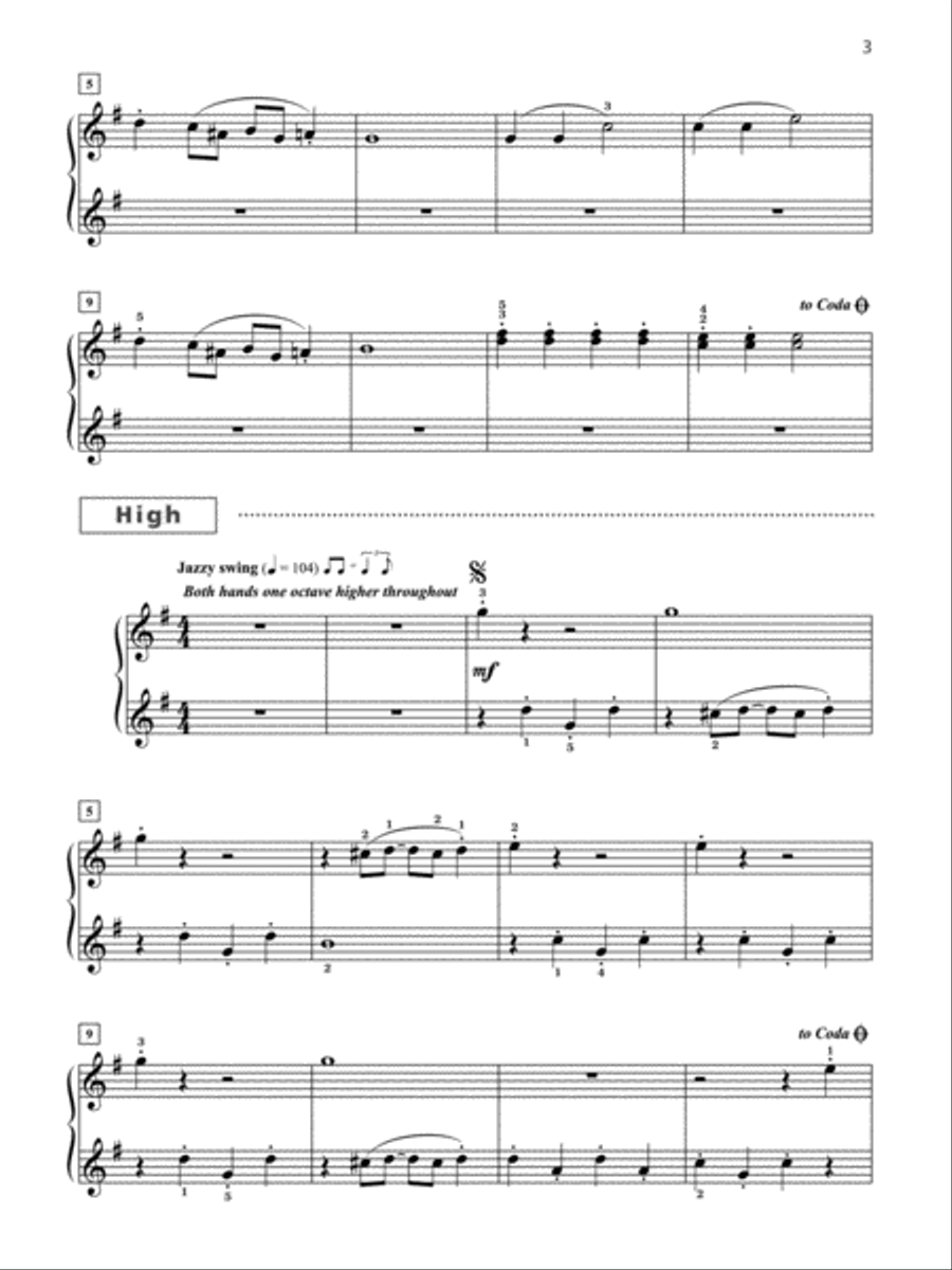 Grand Trios for Piano, Book 3: 4 Late Elementary Pieces for One Piano, Six Hands Piano Solo scores gallery preview page 3