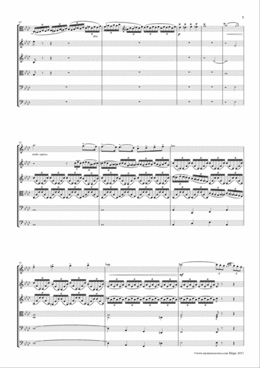 Vieuxtemps Elegie, Op. 30 for Viola and String Orchestra String Orchestra scores gallery preview page 6