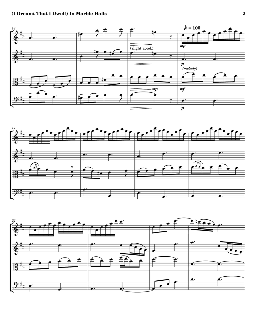 In Marble Halls - String Quartet String Quartet scores gallery preview page 2