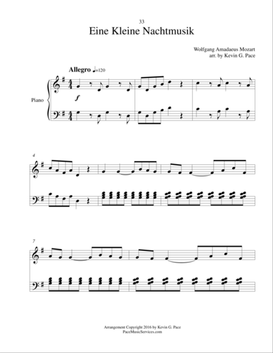 Eine Kleine Nachtmusik - Moderate level piano solo Easy Piano scores gallery preview page 2