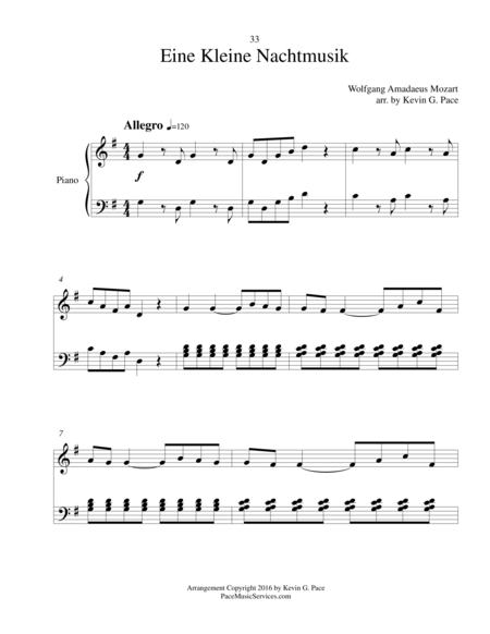 Eine Kleine Nachtmusik - Moderate level piano solo image number null