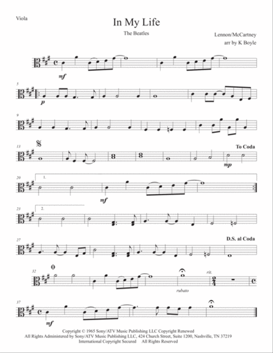 In My Life String Quartet scores gallery preview page 5