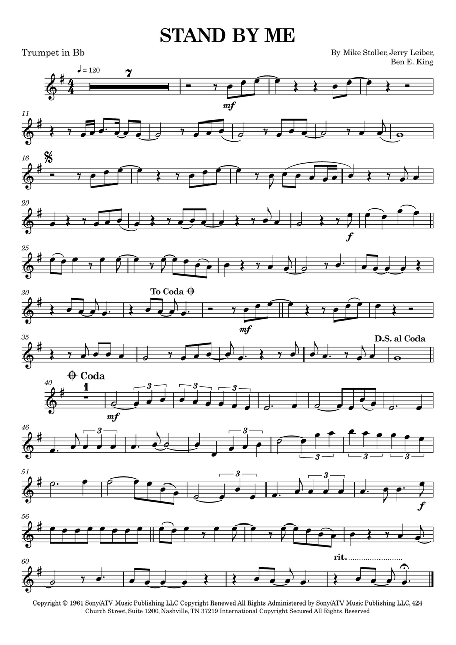 Stand By Me B-Flat Trumpet scores gallery preview page 1