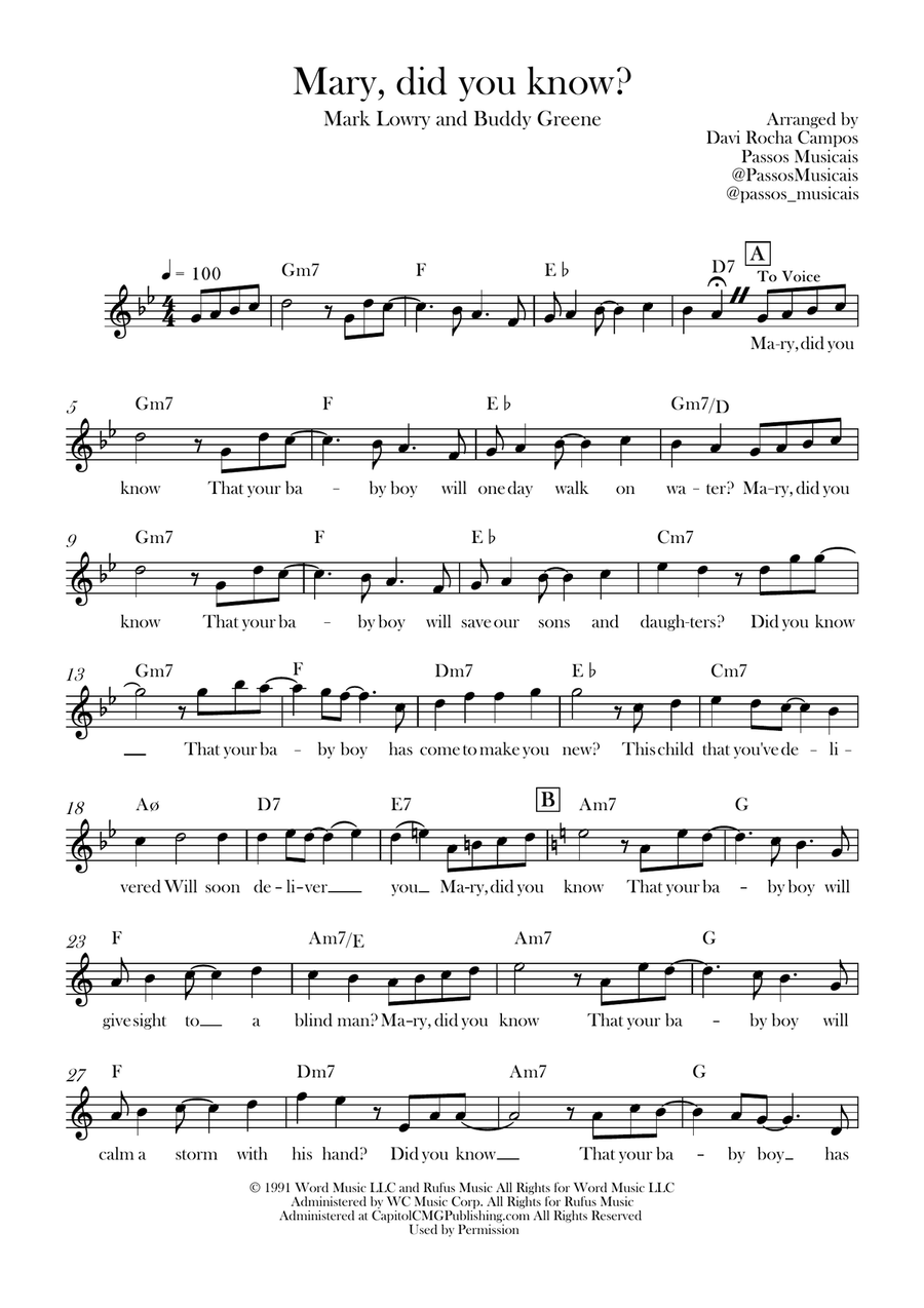 Mary, Did You Know? Mary, Did You Know? Piano scores gallery preview page 1