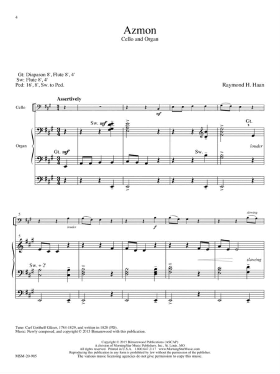 Five Preludes for Cello and Organ Organ Accompaniment scores gallery preview page 3