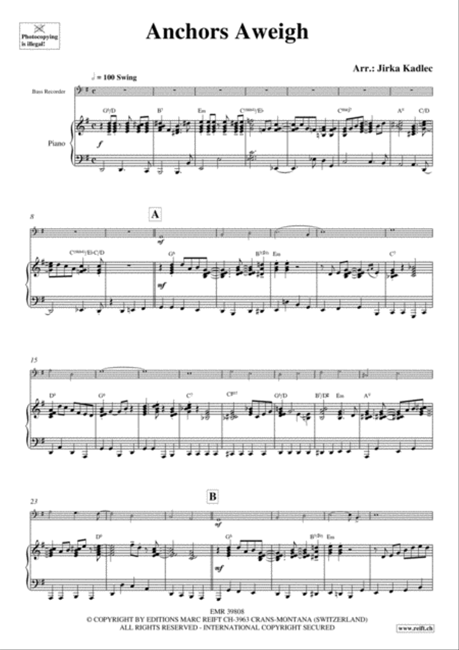 Anchors Aweigh Bass Recorder scores gallery preview page 4