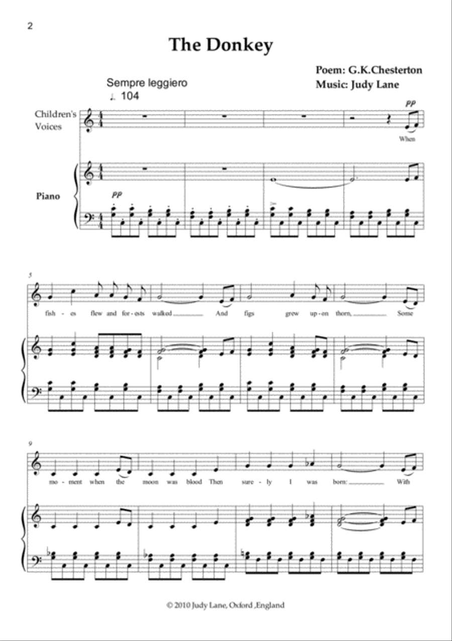 Animal Tales - Four famous animal poems set to music for children's voices and piano Children's Choir scores gallery preview page 3