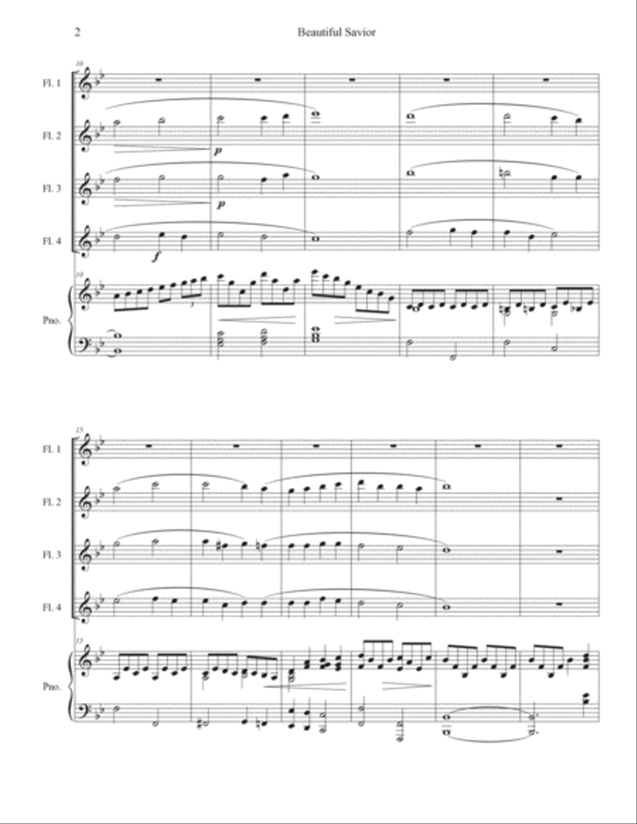 Beautiful Savior, Flute Quartet Flute Solo scores gallery preview page 3