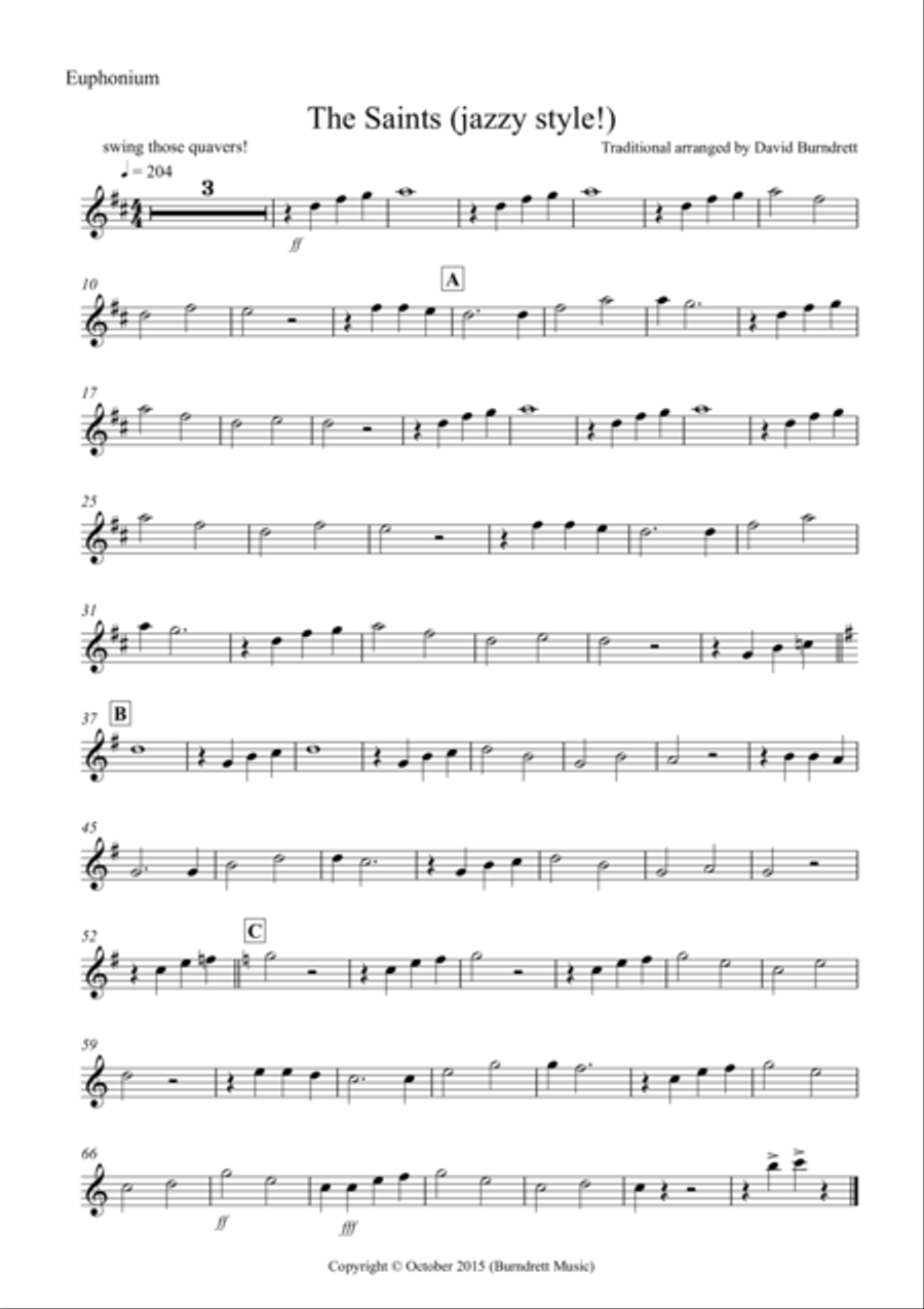 The Saints (Jazzy Style!) for Euphonium and Piano Brass Duet scores gallery preview page 3