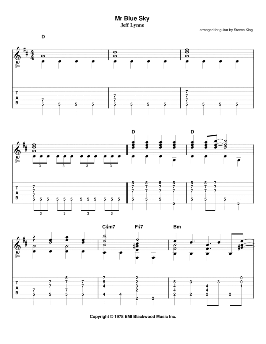 Mr. Blue Sky Electric Guitar scores gallery preview page 1