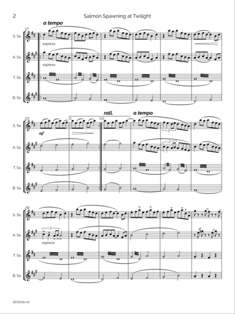 Salmon Spawning at Twilight Saxophone Quartet scores gallery preview page 5