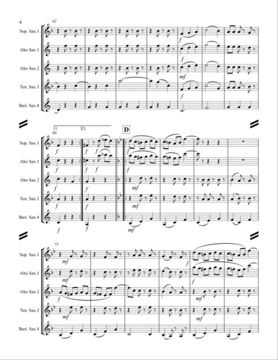 The Blue Danube (for Saxophone Quartet SATB or AATB) Saxophone Quartet scores gallery preview page 5