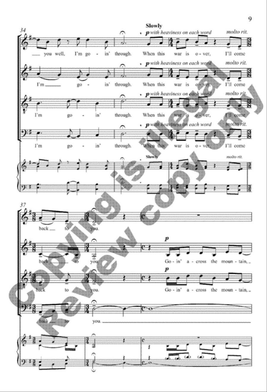 Going Across the Mountain 4-Part scores gallery preview page 9