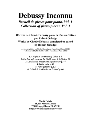 Book cover for Debussy Inconnu: Album of works for the piano by Claude Debussy completed by Robert Orledge, Vol. 1