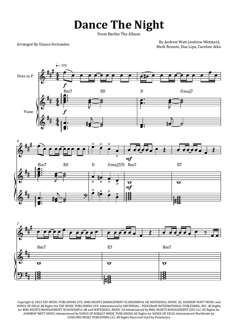 Dance The Night Chamber Music scores gallery preview page 1