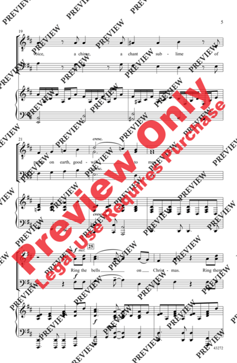 I Heard the Bells on Christmas Day Men's Choir scores gallery preview page 5