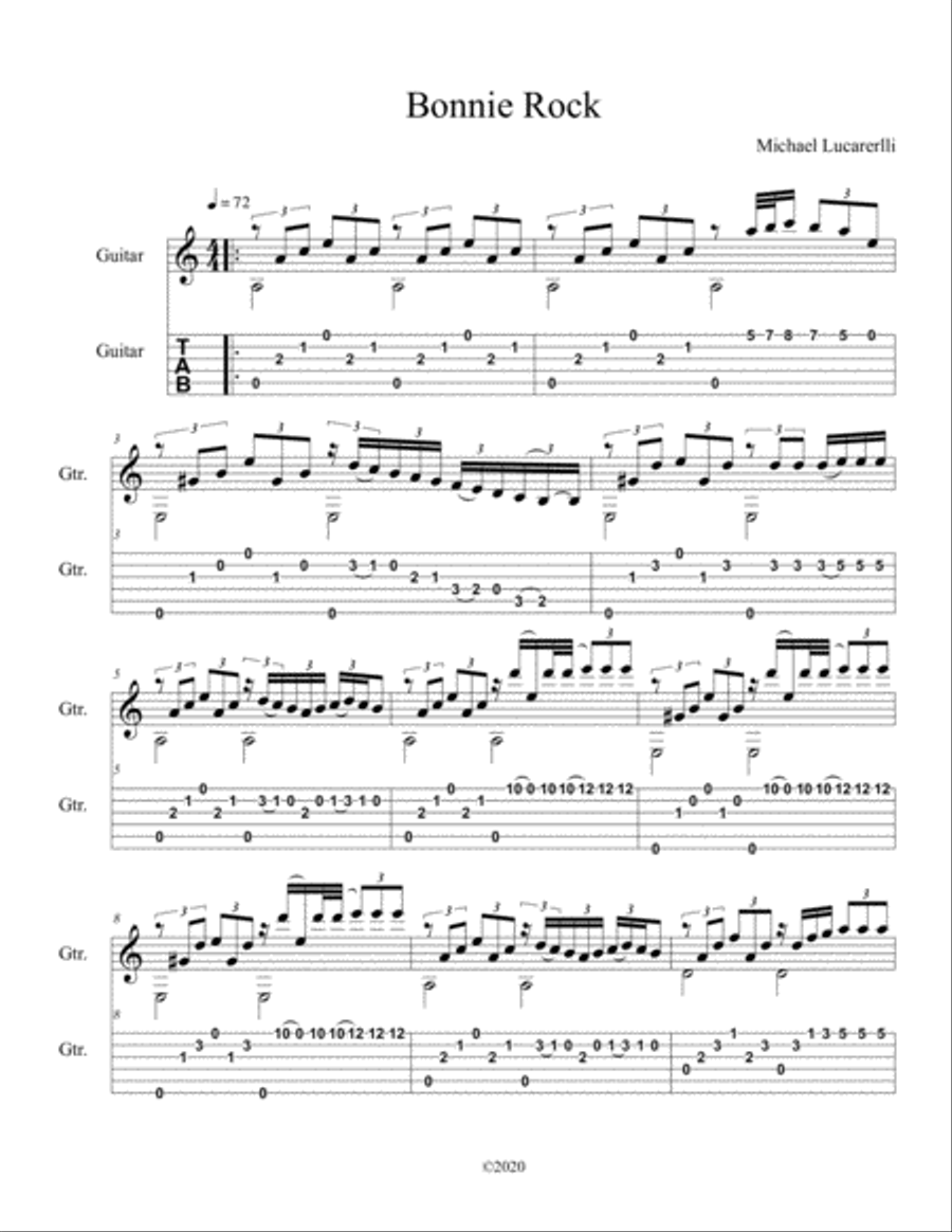 Bonnie Rock Bonnie Rock Guitar Tablature scores gallery preview page 1