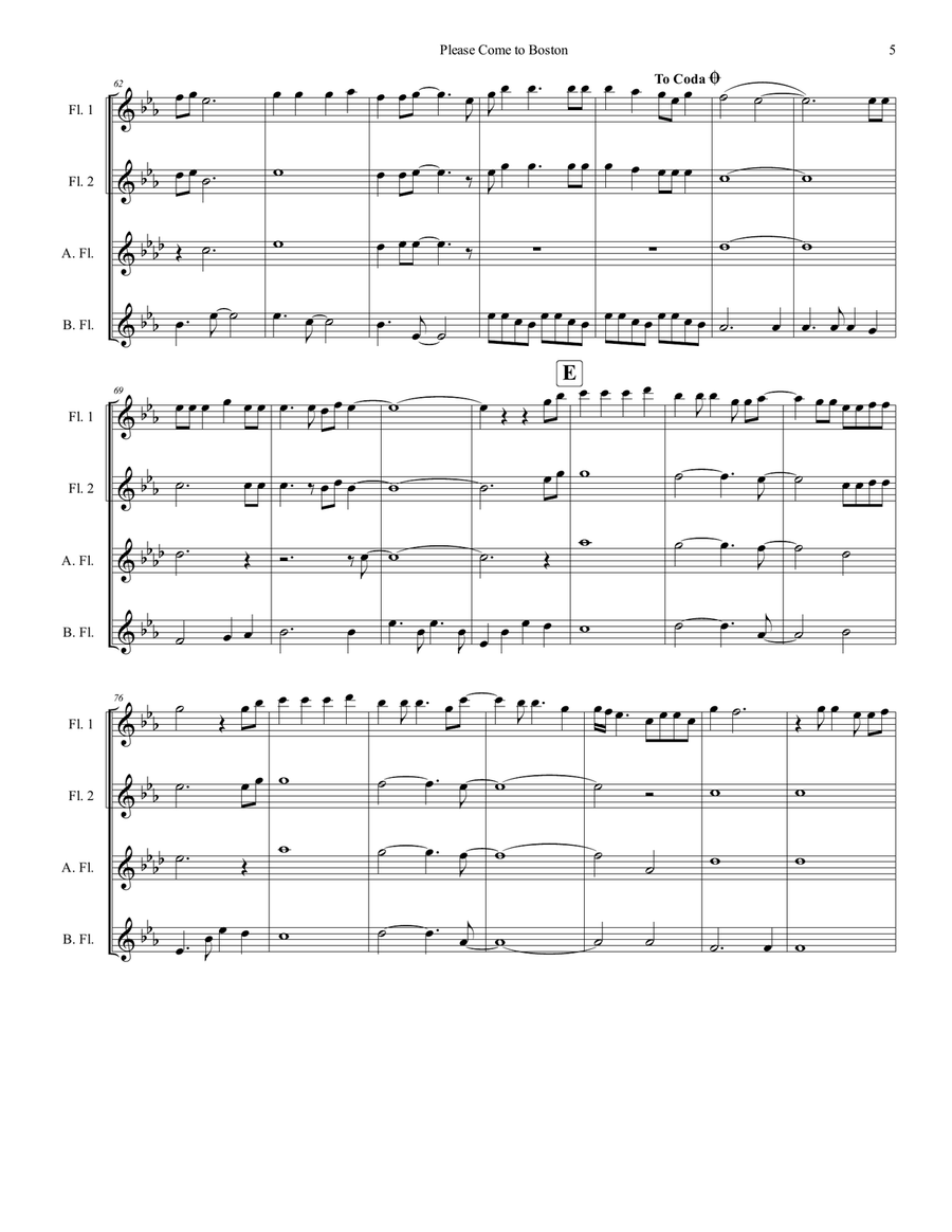 Please Come To Boston Please Come To Boston Flute Choir scores gallery preview page 6