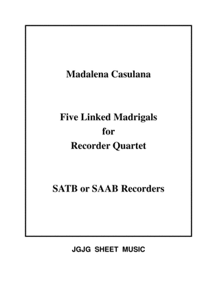 Book cover for Five Linked Madrigals for Recorder Quartet
