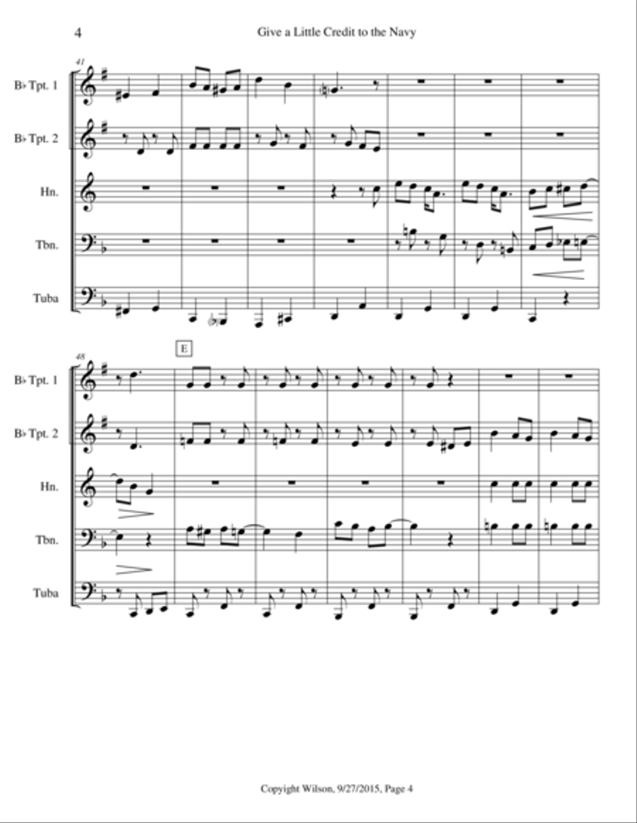 Give a Little Credit to the Navy Brass Quintet scores gallery preview page 5