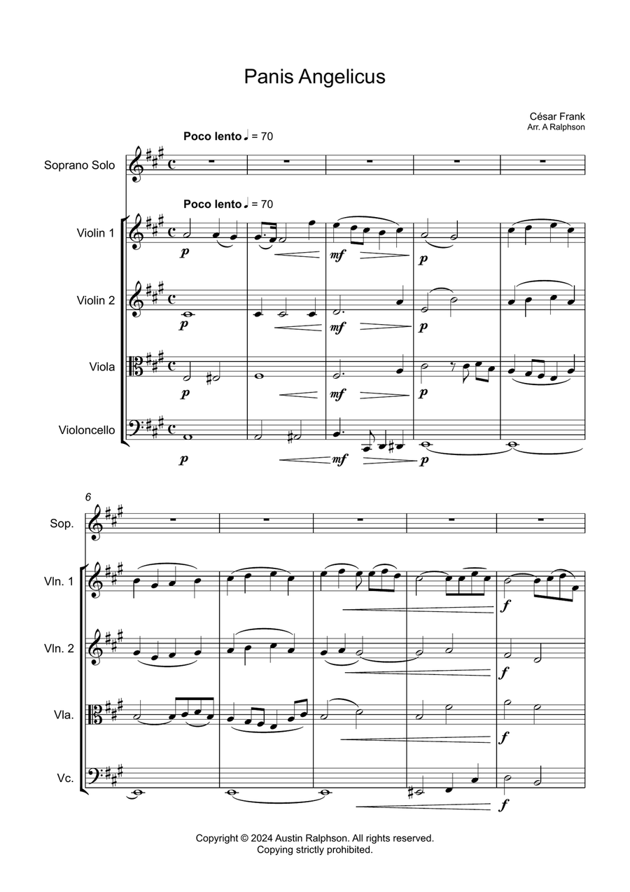 Panis Angelicus - soprano solo with string quartet Cello scores gallery preview page 3