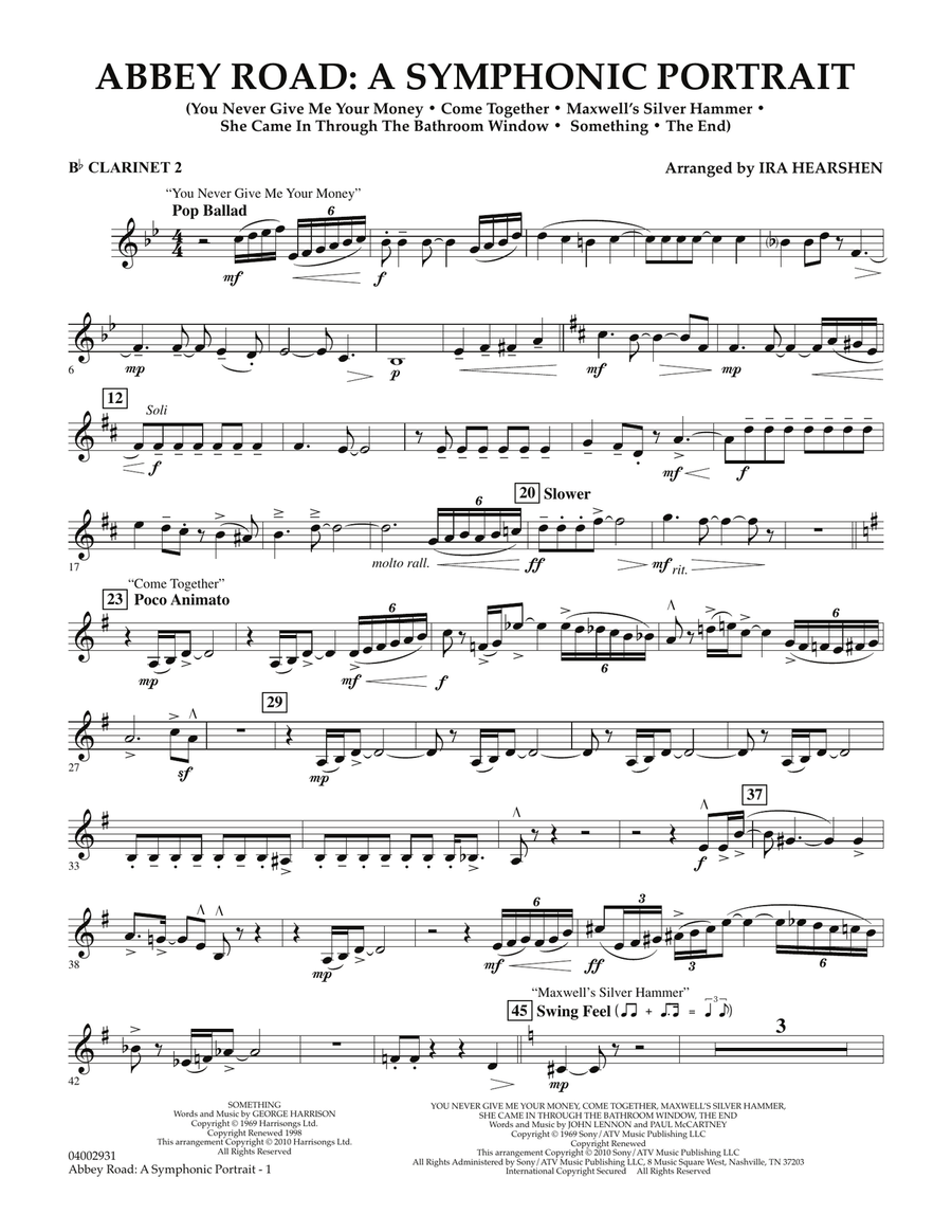 Abbey Road - A Symphonic Portrait - Bb Clarinet 2 Concert Band scores gallery preview page 1
